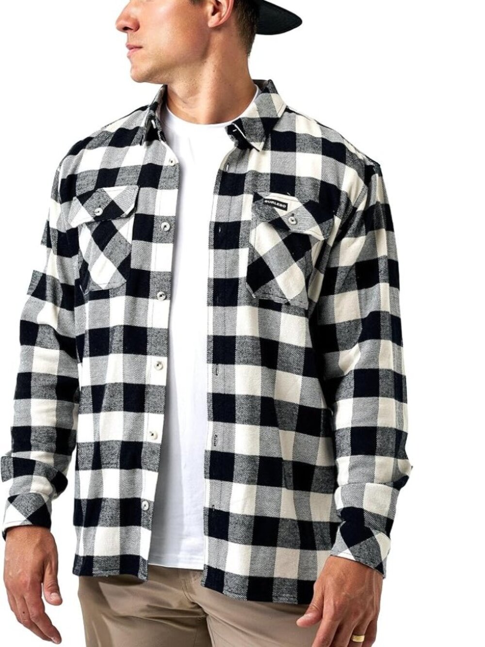 NWTs Burlebo Vintage Heavyweight Flannel : Black & White Check (L)